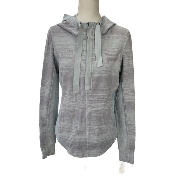 Lululemon Post Sweat Pullover Righteous Stripe Light Grey Pullover Hoodie Size 8 - Picture 2 of 9